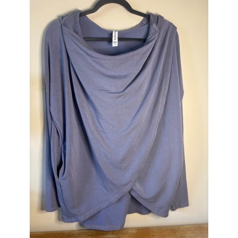 Athleta Purana Wrap Sweatshirt Hooded Top‎ Fleece Tempest Violet Gray Size S